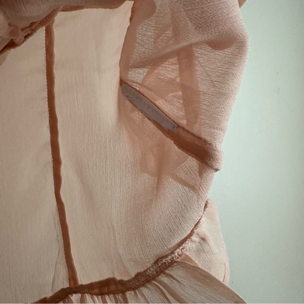 Urban Outfitters • Angie Semi-Sheer Puff Sleeve Blouse in Pink - Picture 5 of 8